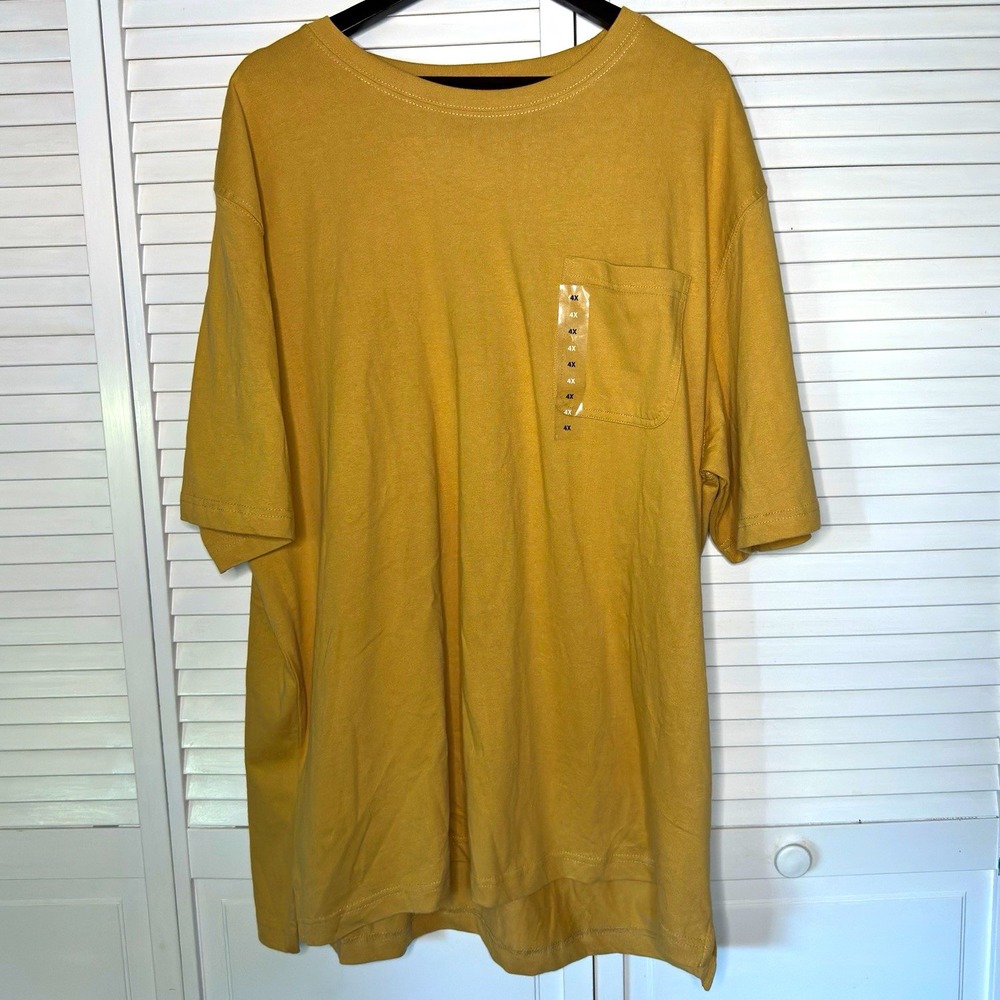 RedHead Men's 4XL Curry Mustard Yellow Pocket Shirt Short Sleeve Casual Comfort